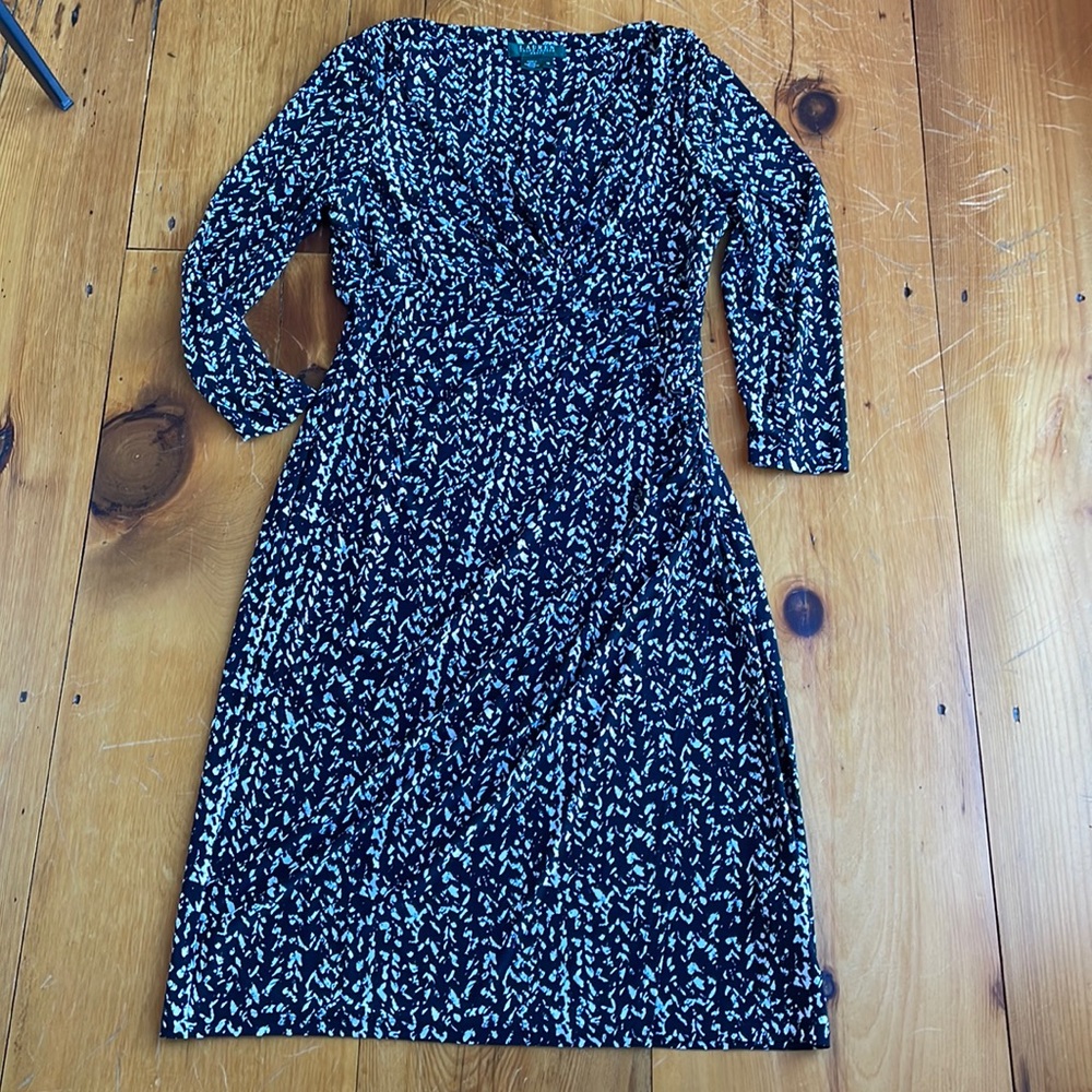 Lauren Ralph Lauren black & white wrap dress, size 10